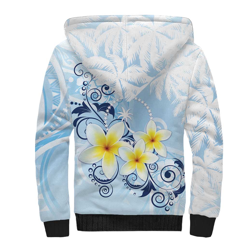 FSM Chuuk Constitution Day Sherpa Hoodie Polynesian Curves Plumeria LT05 - Polynesian Pride