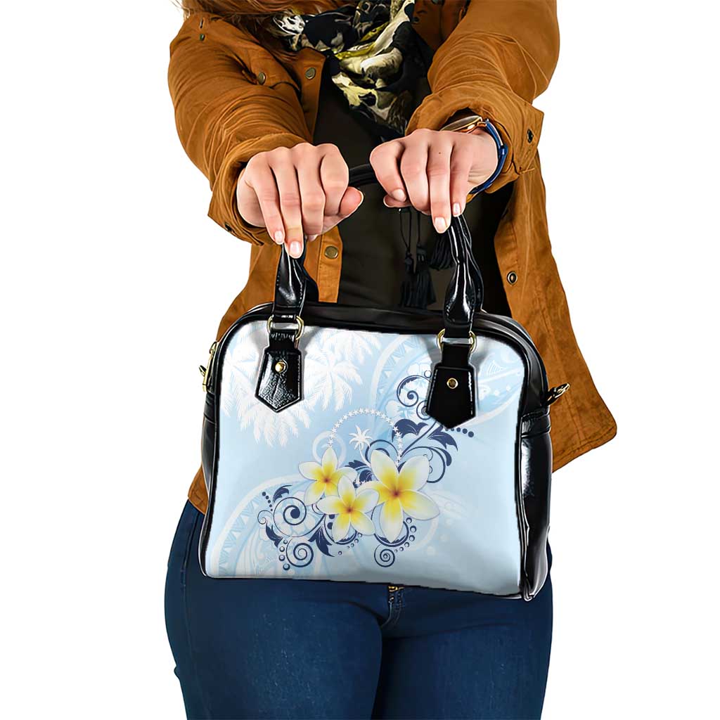 FSM Chuuk Constitution Day Shoulder Handbag Polynesian Curves Plumeria LT05 One Size Blue - Polynesian Pride
