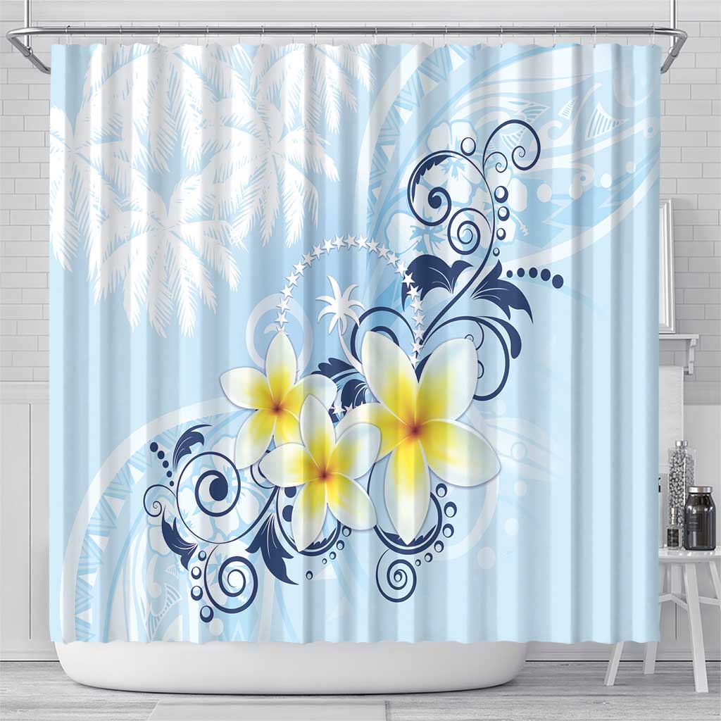 FSM Chuuk Constitution Day Shower Curtain Polynesian Curves Plumeria LT05 - Polynesian Pride