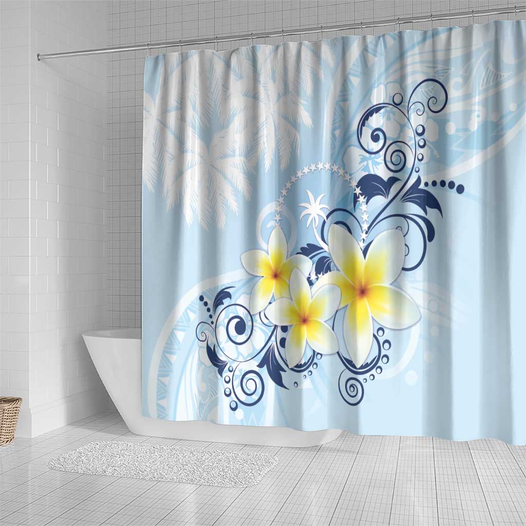 FSM Chuuk Constitution Day Shower Curtain Polynesian Curves Plumeria LT05 - Polynesian Pride