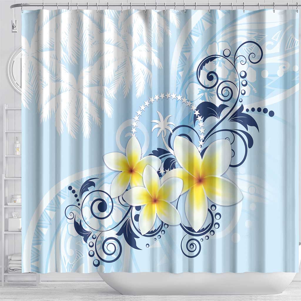 FSM Chuuk Constitution Day Shower Curtain Polynesian Curves Plumeria LT05 - Polynesian Pride