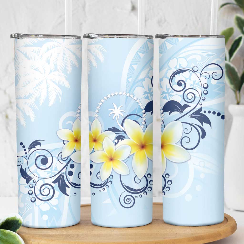 FSM Chuuk Constitution Day Skinny Tumbler Polynesian Curves Plumeria LT05 - Polynesian Pride