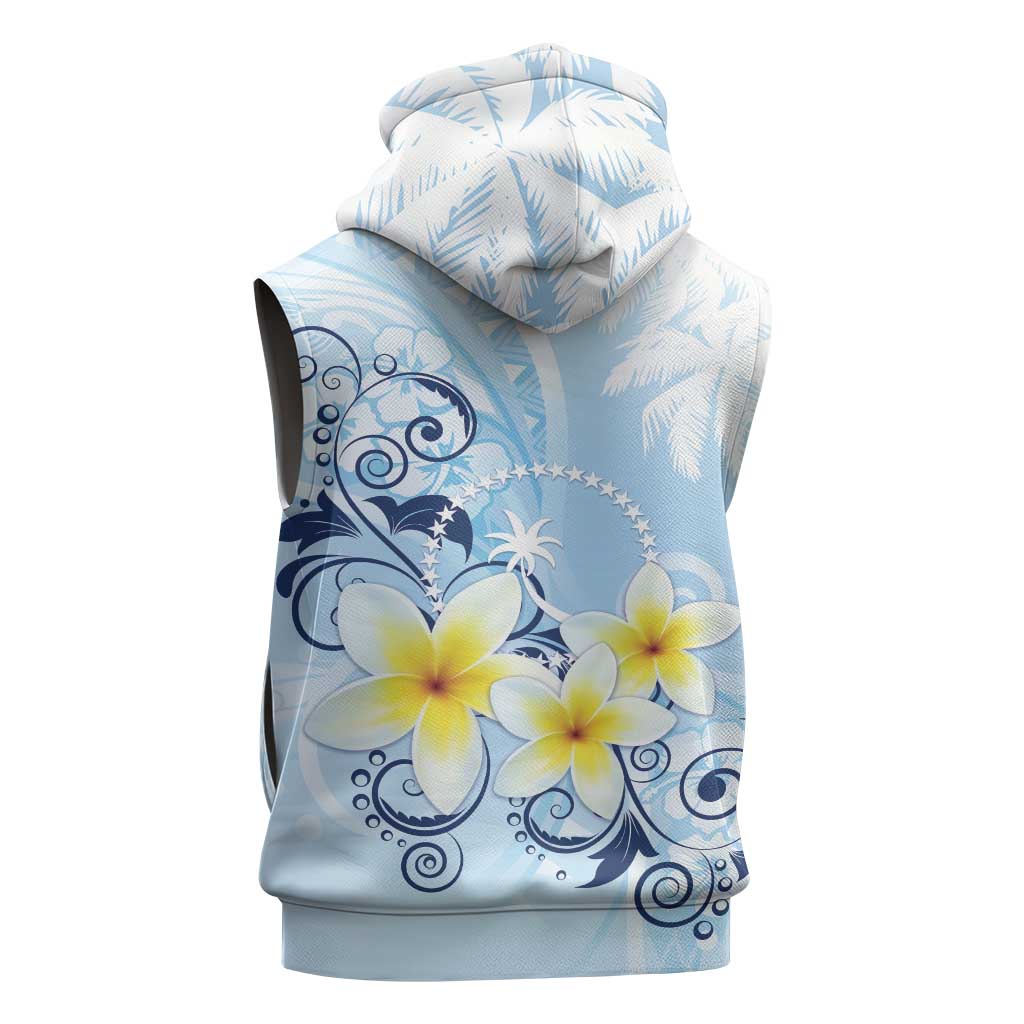 FSM Chuuk Constitution Day Sleeveless Hoodie Polynesian Curves Plumeria LT05 - Polynesian Pride