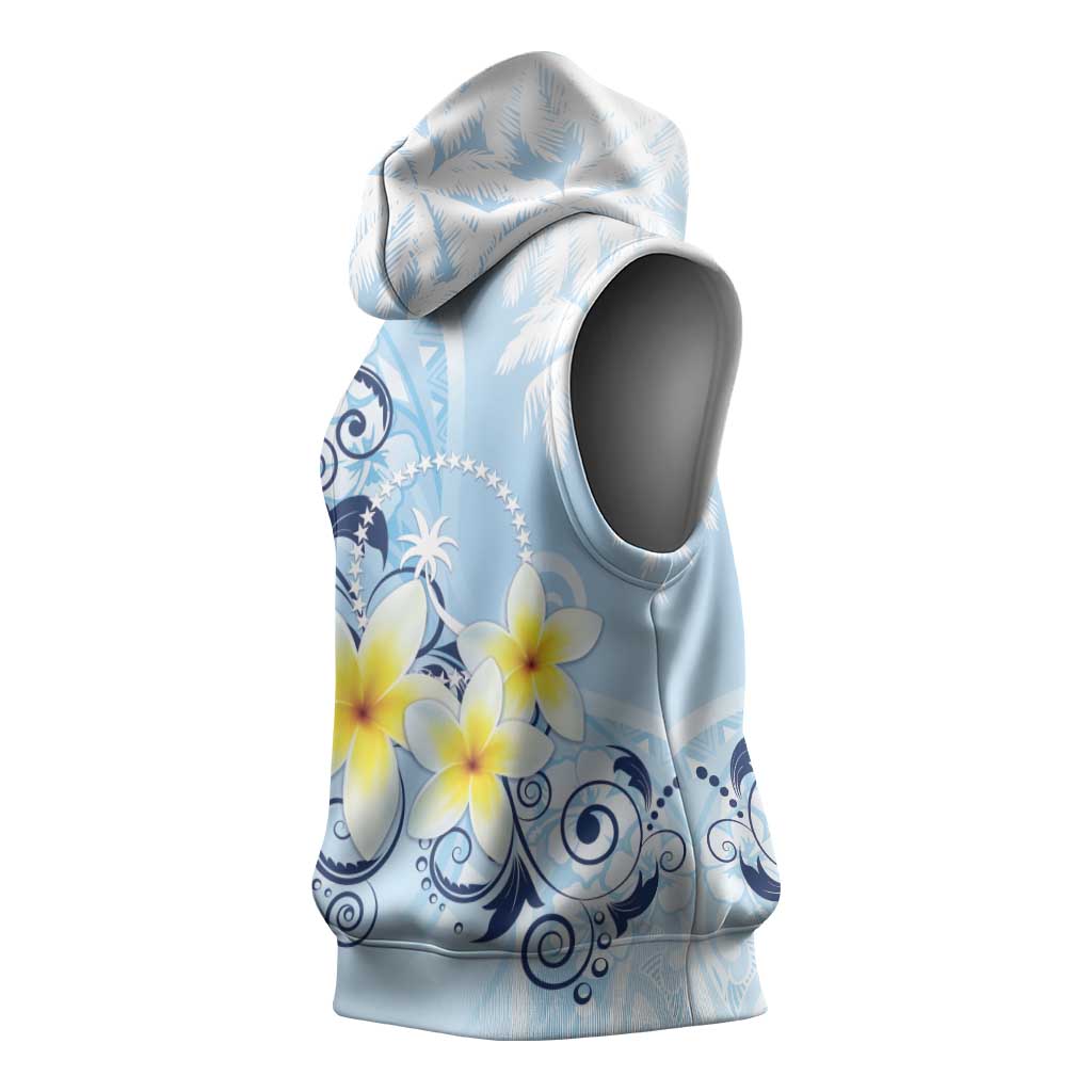 FSM Chuuk Constitution Day Sleeveless Hoodie Polynesian Curves Plumeria LT05 - Polynesian Pride