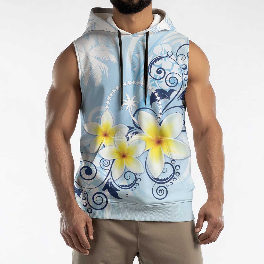 FSM Chuuk Constitution Day Sleeveless Hoodie Polynesian Curves Plumeria LT05 - Polynesian Pride