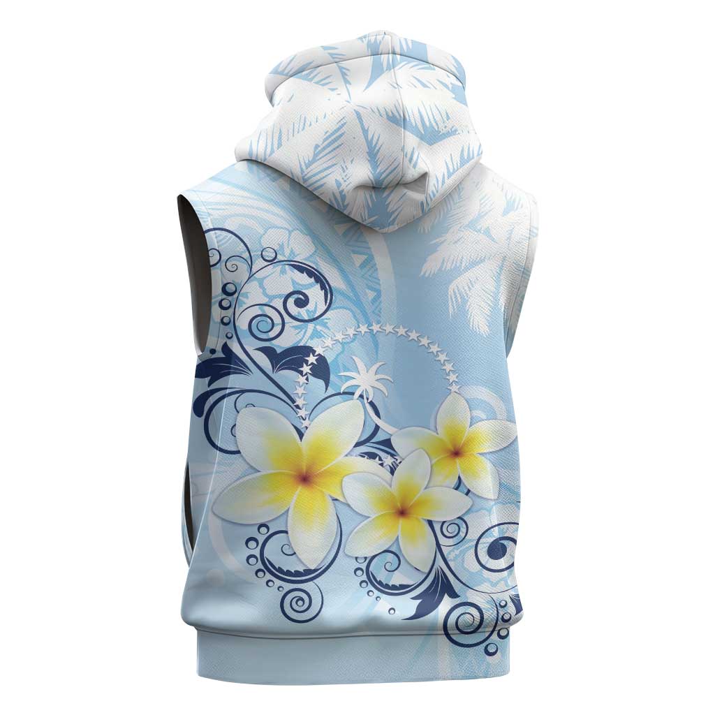 FSM Chuuk Constitution Day Sleeveless Zip Hoodie Polynesian Curves Plumeria LT05 - Polynesian Pride