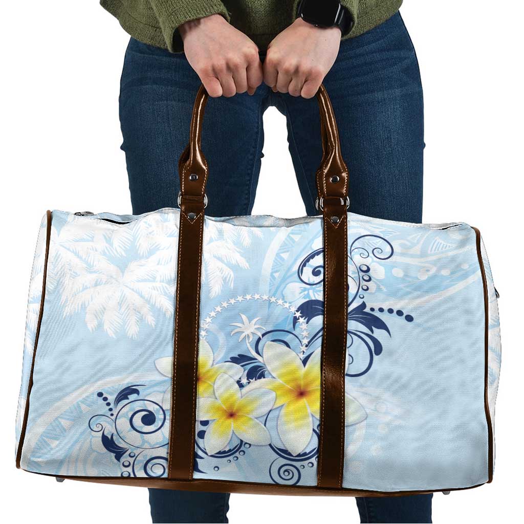 FSM Chuuk Constitution Day Travel Bag Polynesian Curves Plumeria LT05 Blue - Polynesian Pride