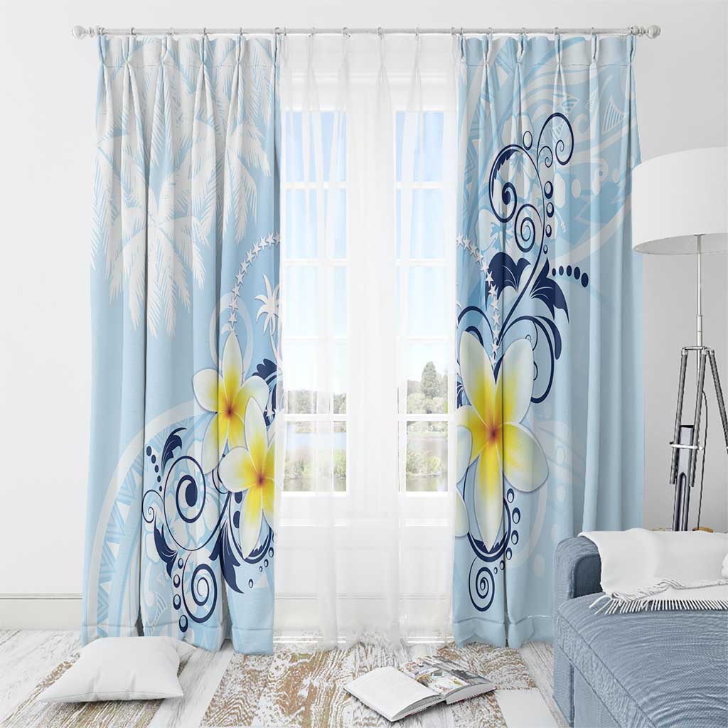 FSM Chuuk Constitution Day Window Curtain Polynesian Curves Plumeria LT05 - Polynesian Pride