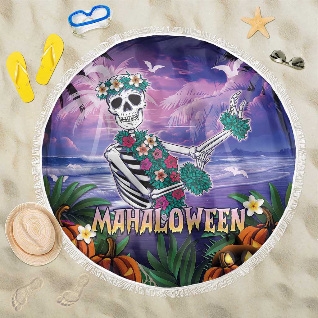 Happy Hulaween Beach Blanket Mahaloween Skeleton Dancing LT05 One Size 150cm Purple - Polynesian Pride