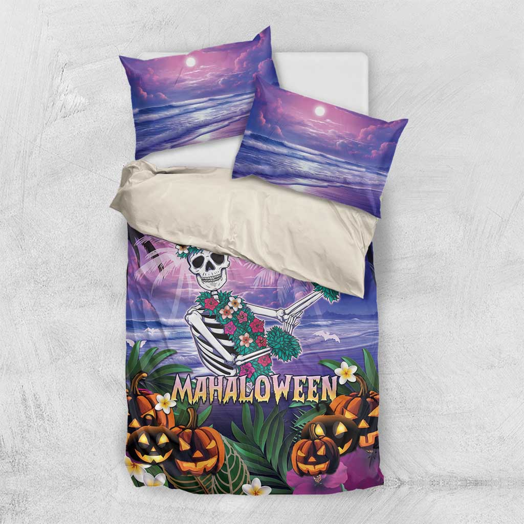 Happy Hulaween Bedding Set Mahaloween Skeleton Dancing LT05 US Twin 172cm x 218cm Purple - Polynesian Pride