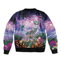 Happy Hulaween Bomber Jacket Mahaloween Skeleton Dancing LT05 - Polynesian Pride