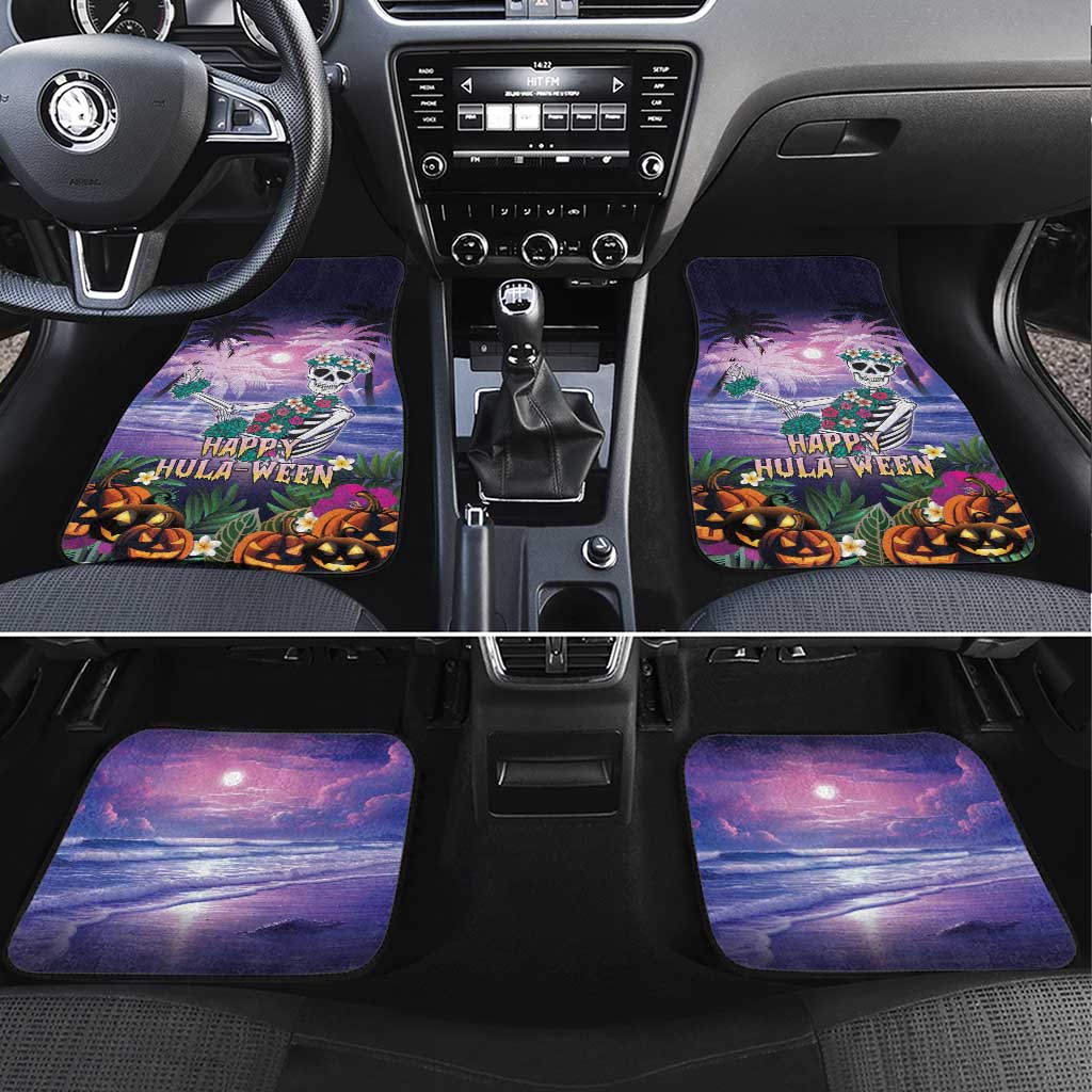 Happy Hulaween Car Mats Mahaloween Skeleton Dancing LT05 Set 4pcs Purple - Polynesian Pride