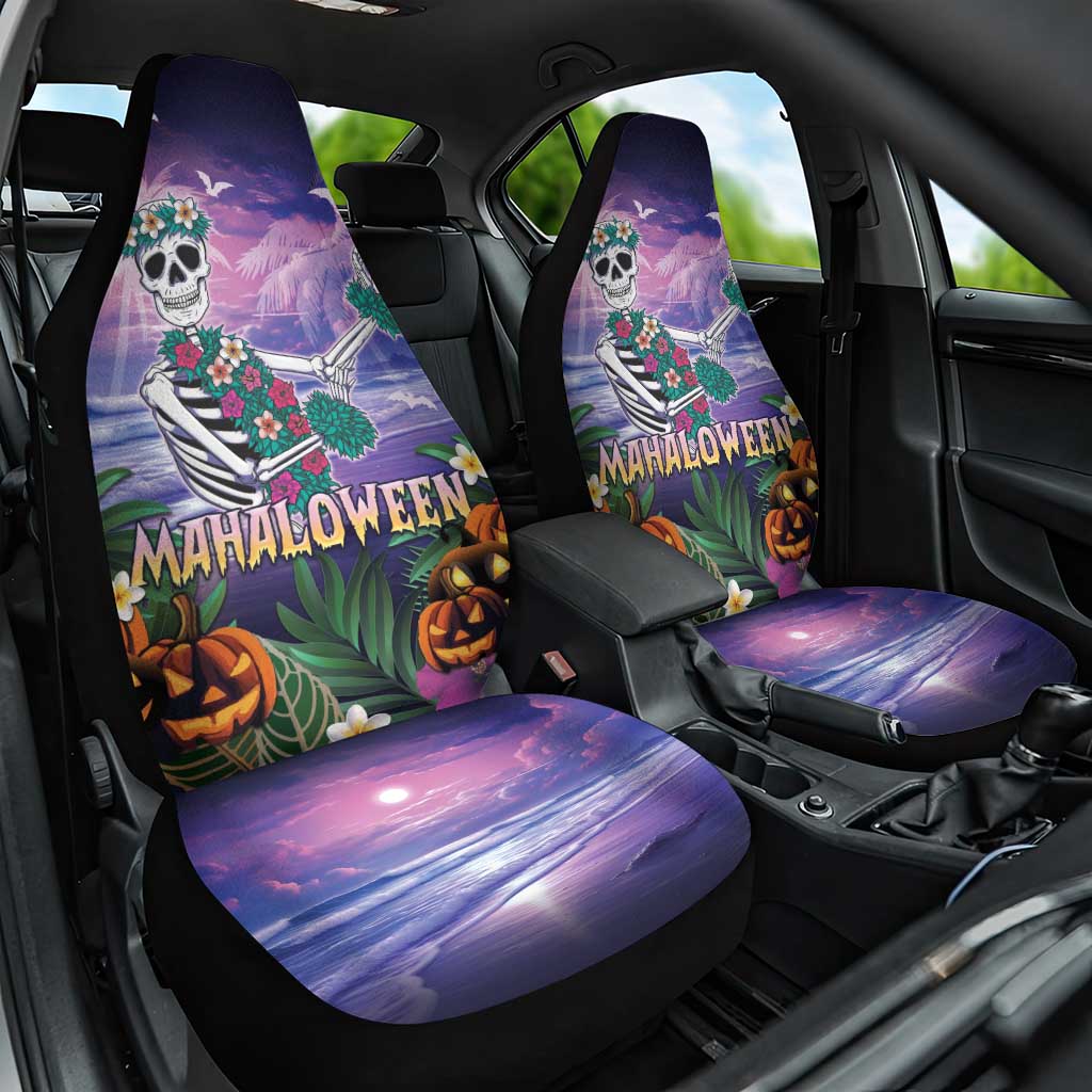 Happy Hulaween Car Seat Cover Mahaloween Skeleton Dancing LT05 One Size Purple - Polynesian Pride