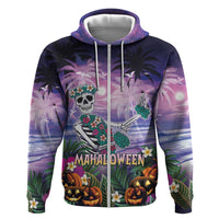 Happy Hulaween Hoodie Mahaloween Skeleton Dancing LT05 Zip Hoodie Purple - Polynesian Pride