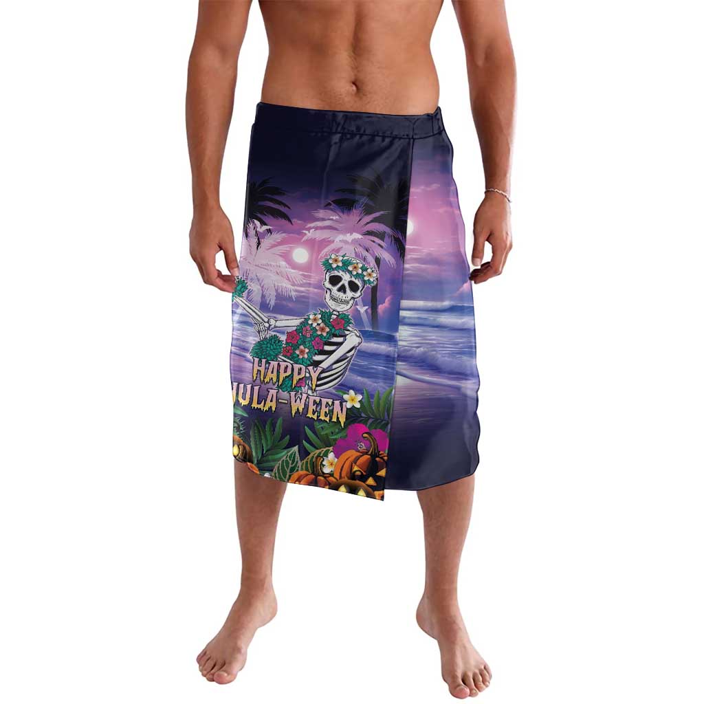 Happy Hulaween Lavalava Mahaloween Skeleton Dancing LT05 Purple - Polynesian Pride