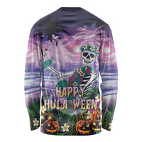 Happy Hulaween Long Sleeve Shirt Mahaloween Skeleton Dancing LT05 - Polynesian Pride