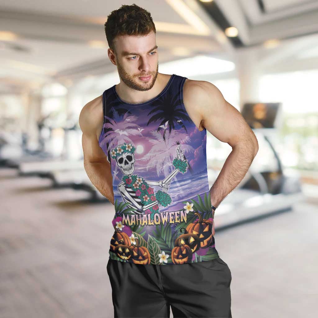 Happy Hulaween Men Tank Top Mahaloween Skeleton Dancing LT05 Purple - Polynesian Pride
