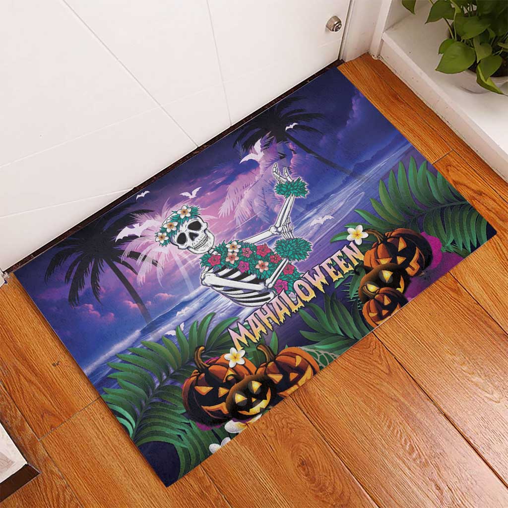 Happy Hulaween Rubber Doormat Mahaloween Skeleton Dancing LT05 - Polynesian Pride