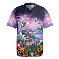 Happy Hulaween Rugby Jersey Mahaloween Skeleton Dancing LT05 Purple - Polynesian Pride