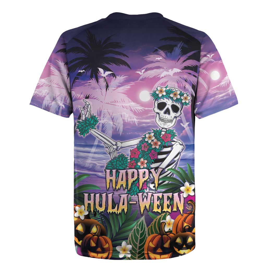 Happy Hulaween Rugby Jersey Mahaloween Skeleton Dancing LT05 - Polynesian Pride