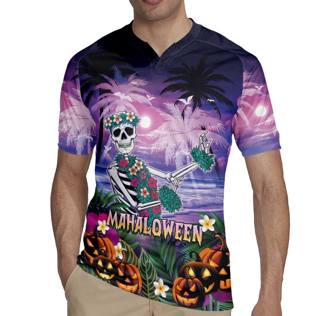 Happy Hulaween Rugby Jersey Mahaloween Skeleton Dancing LT05 - Polynesian Pride