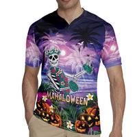 Happy Hulaween Rugby Jersey Mahaloween Skeleton Dancing LT05 - Polynesian Pride