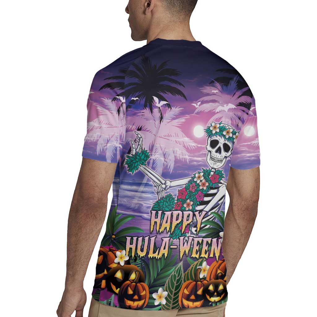 Happy Hulaween Rugby Jersey Mahaloween Skeleton Dancing LT05 - Polynesian Pride