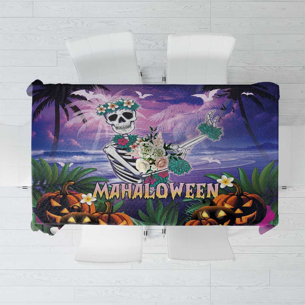 Happy Hulaween Tablecloth Mahaloween Skeleton Dancing