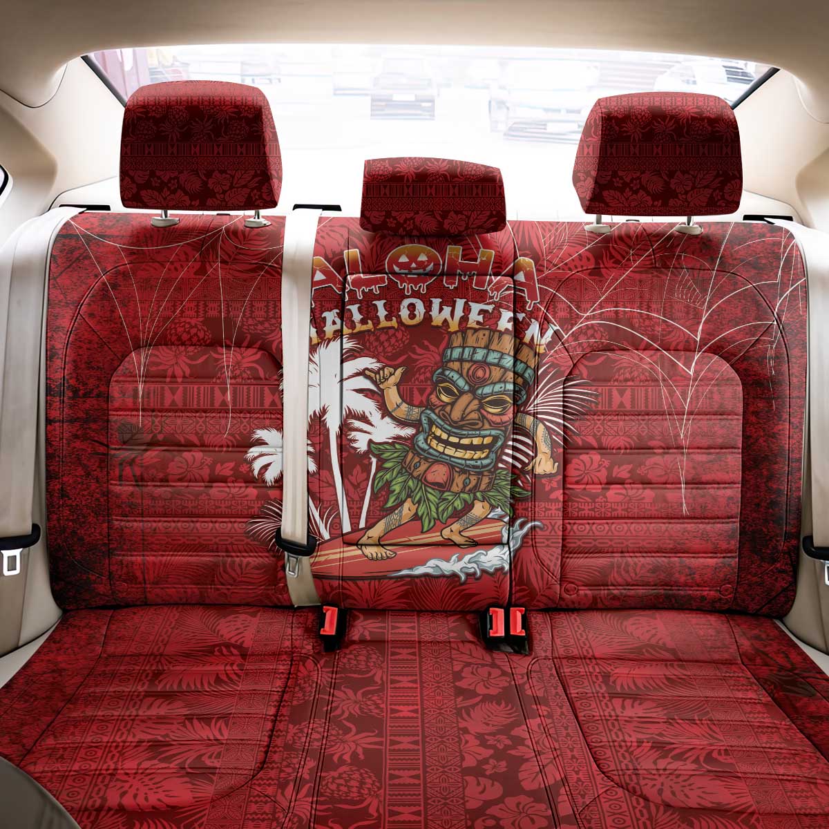 Aloha Halloween Back Car Seat Cover Skeleton Surfing LT05 - Polynesian Pride