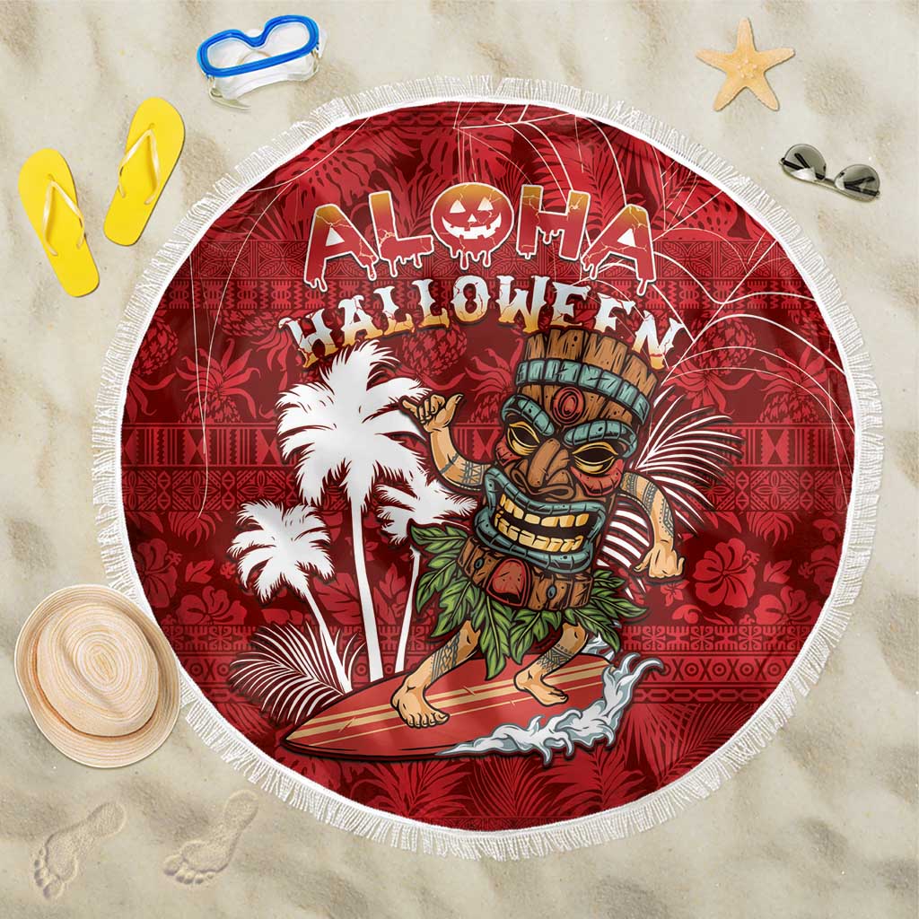 Aloha Halloween Beach Blanket Skeleton Surfing LT05 One Size 150cm Red - Polynesian Pride