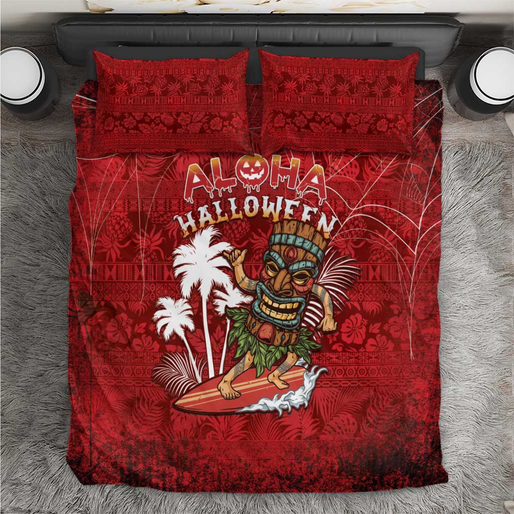 Aloha Halloween Bedding Set Skeleton Surfing LT05 Red - Polynesian Pride