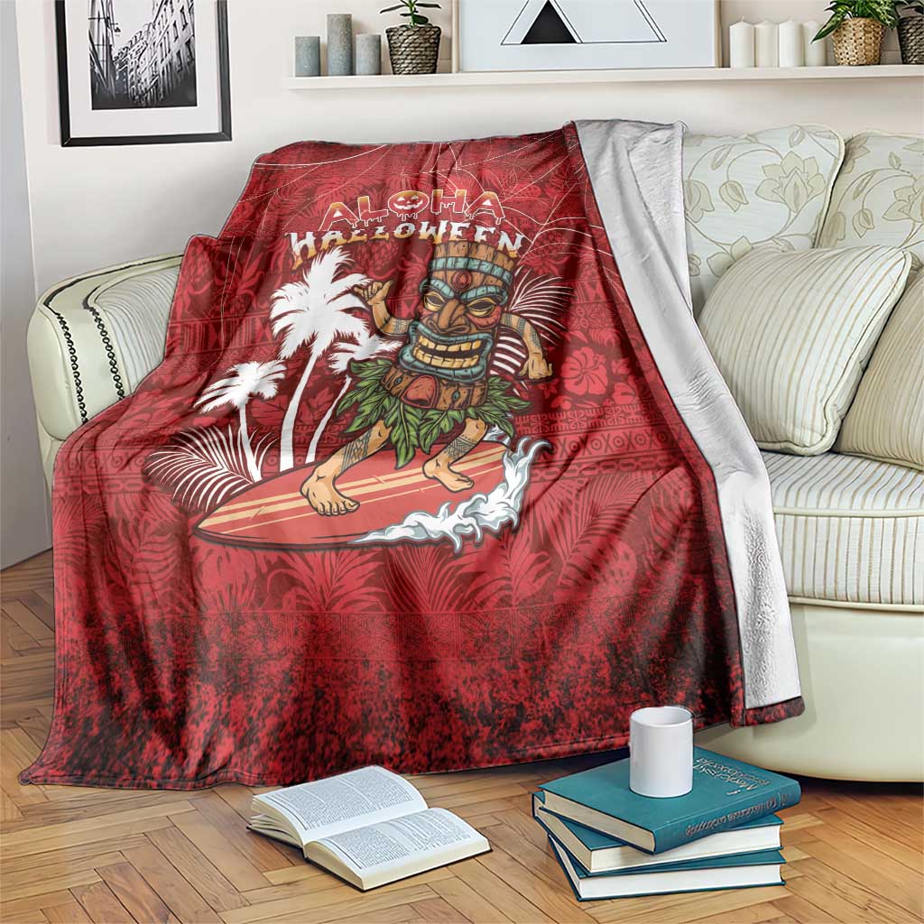 Aloha Halloween Blanket Skeleton Surfing LT05 Red - Polynesian Pride
