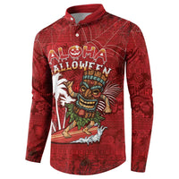 Personalised Aloha Halloween Button Sweatshirt Skeleton Surfing LT05 - Polynesian Pride