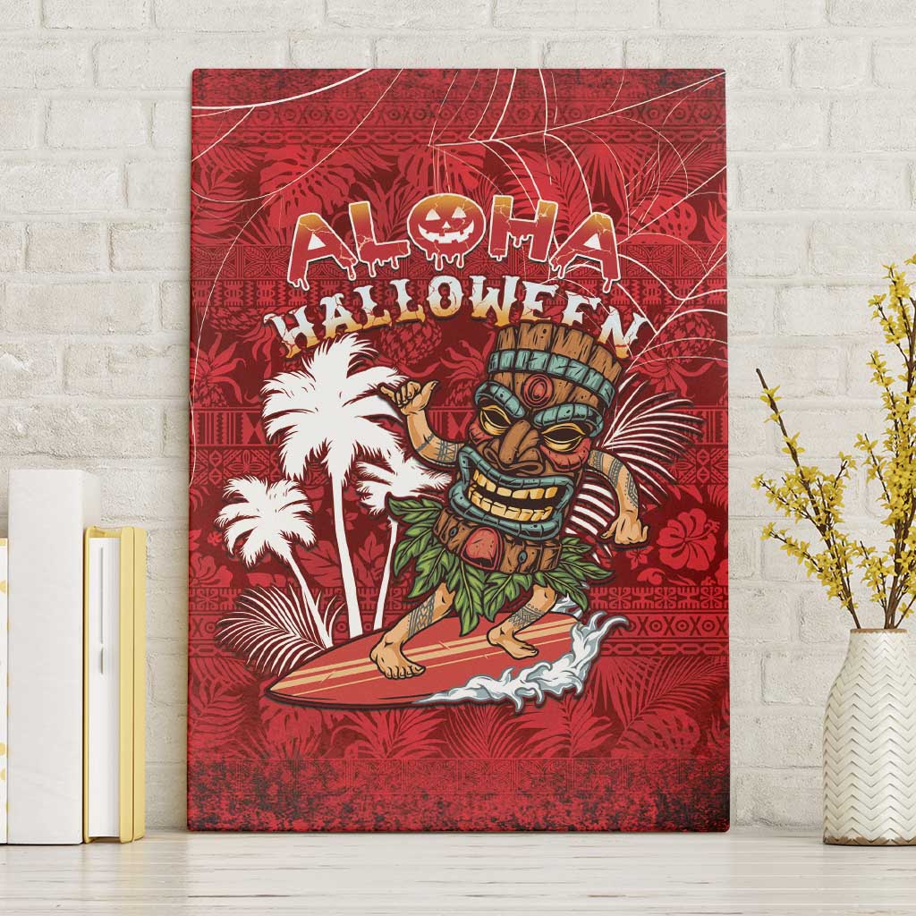 Aloha Halloween Canvas Wall Art Skeleton Surfing LT05 Without Frame Red - Polynesian Pride