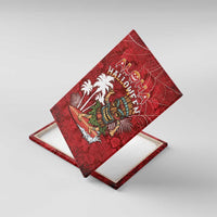 Aloha Halloween Canvas Wall Art Skeleton Surfing LT05 With Frame Red - Polynesian Pride