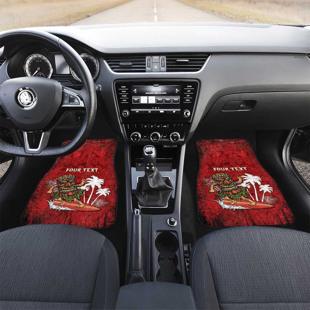 Aloha Halloween Car Mats Skeleton Surfing LT05 Set 2pcs - Front Red - Polynesian Pride