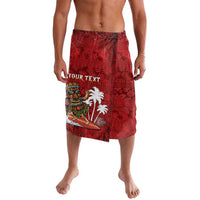 Personalised Aloha Halloween Lavalava Skeleton Surfing LT05 Red - Polynesian Pride