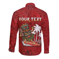 Personalised Aloha Halloween Long Sleeve Button Shirt Skeleton Surfing LT05 - Polynesian Pride