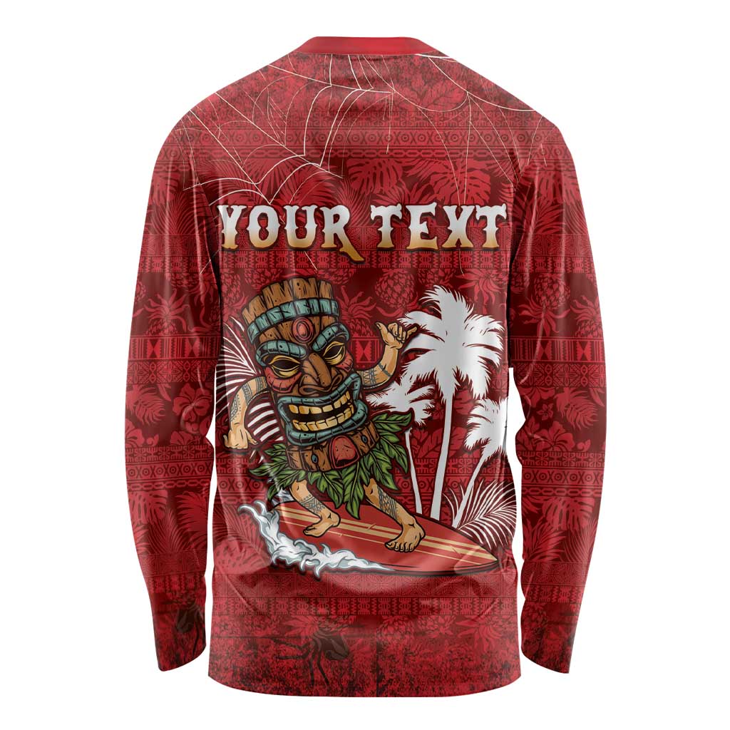 Personalised Aloha Halloween Long Sleeve Shirt Skeleton Surfing LT05 - Polynesian Pride