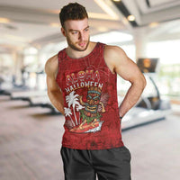 Personalised Aloha Halloween Men Tank Top Skeleton Surfing LT05 Red - Polynesian Pride