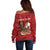 Personalised Aloha Halloween Off Shoulder Sweater Skeleton Surfing