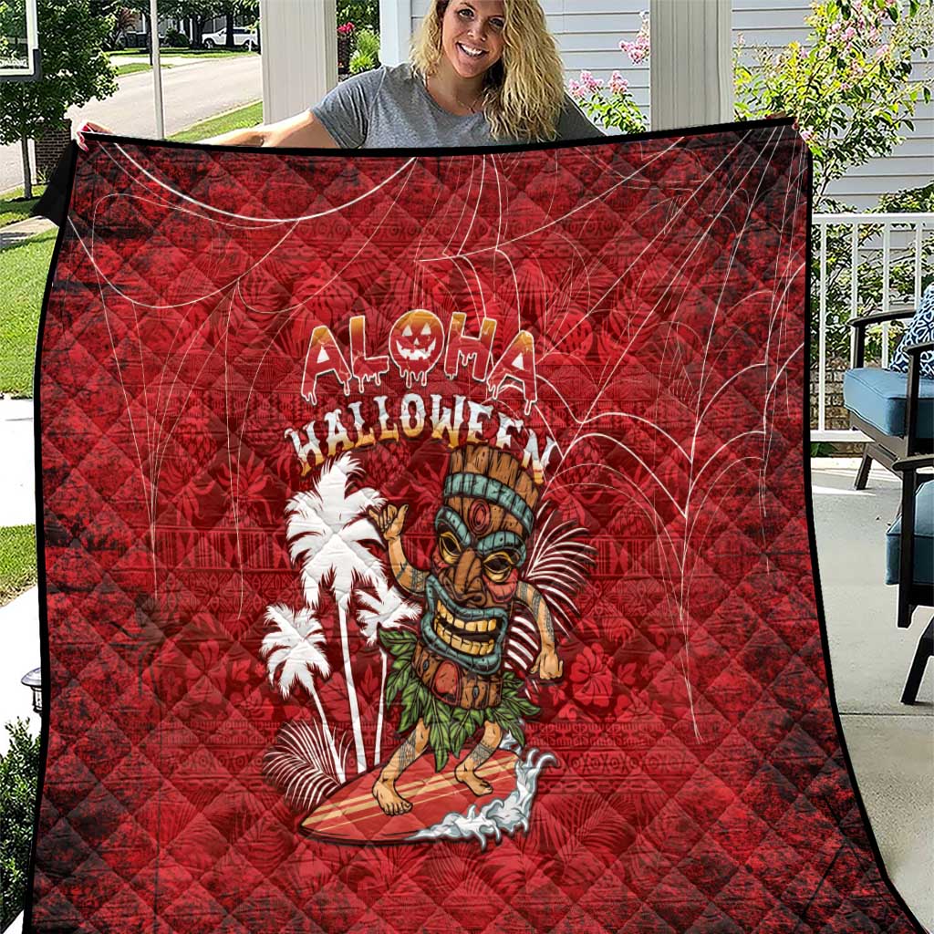 Aloha Halloween Quilt Skeleton Surfing LT05 Red - Polynesian Pride