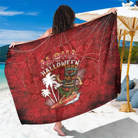 Aloha Halloween Sarong Skeleton Surfing LT05 One Size 44 x 66 inches Red - Polynesian Pride