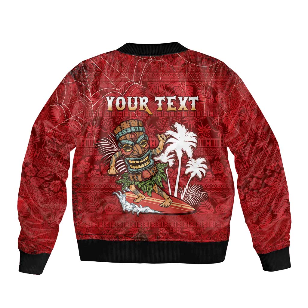 Personalised Aloha Halloween Sleeve Zip Bomber Jacket Skeleton Surfing LT05 - Polynesian Pride
