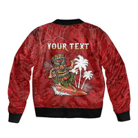 Personalised Aloha Halloween Sleeve Zip Bomber Jacket Skeleton Surfing LT05 - Polynesian Pride