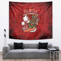 Aloha Halloween Tapestry Skeleton Surfing LT05 Red - Polynesian Pride