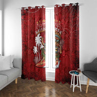 Aloha Halloween Window Curtain Skeleton Surfing LT05 With Grommets Red - Polynesian Pride