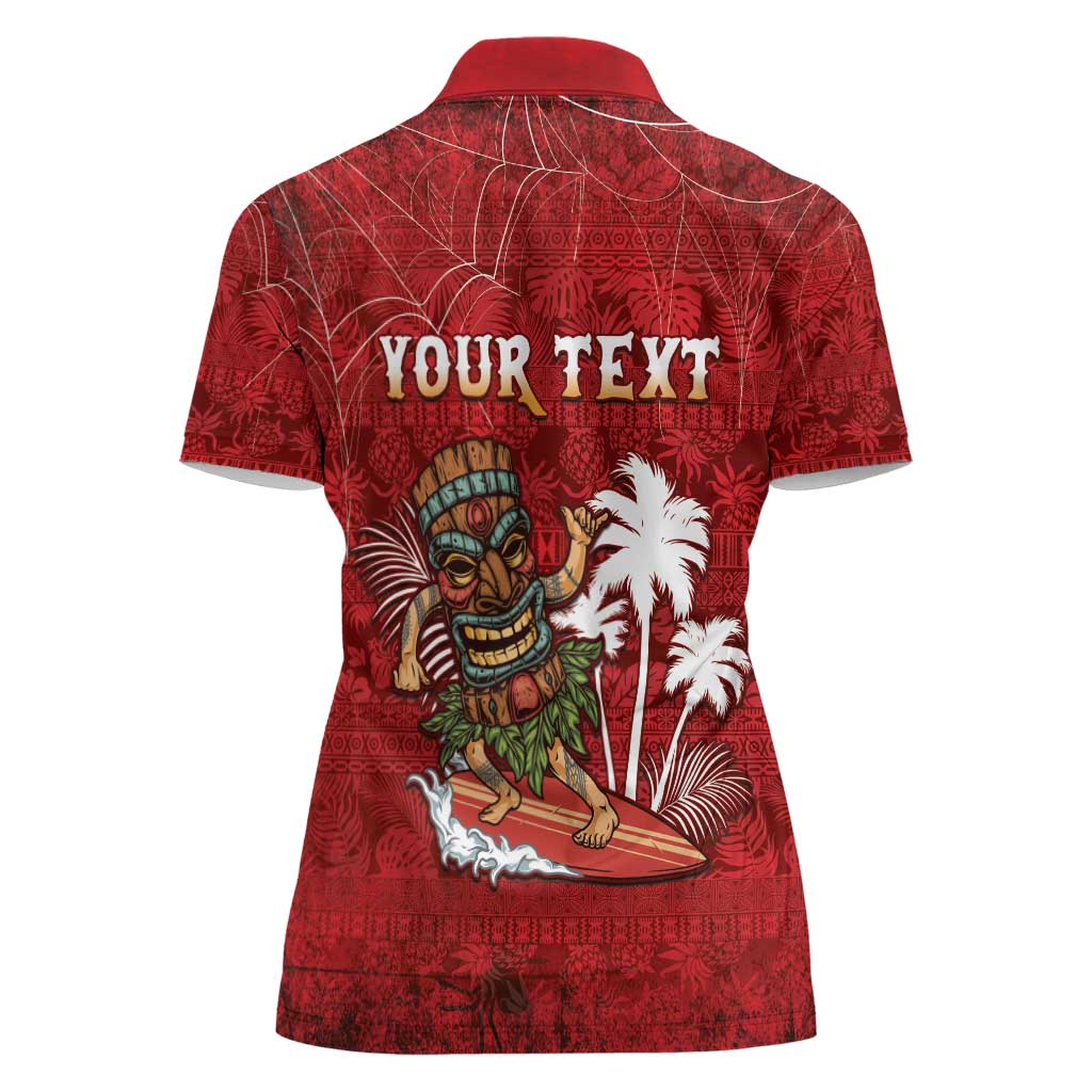 Personalised Aloha Halloween Women Polo Shirt Skeleton Surfing LT05 - Polynesian Pride