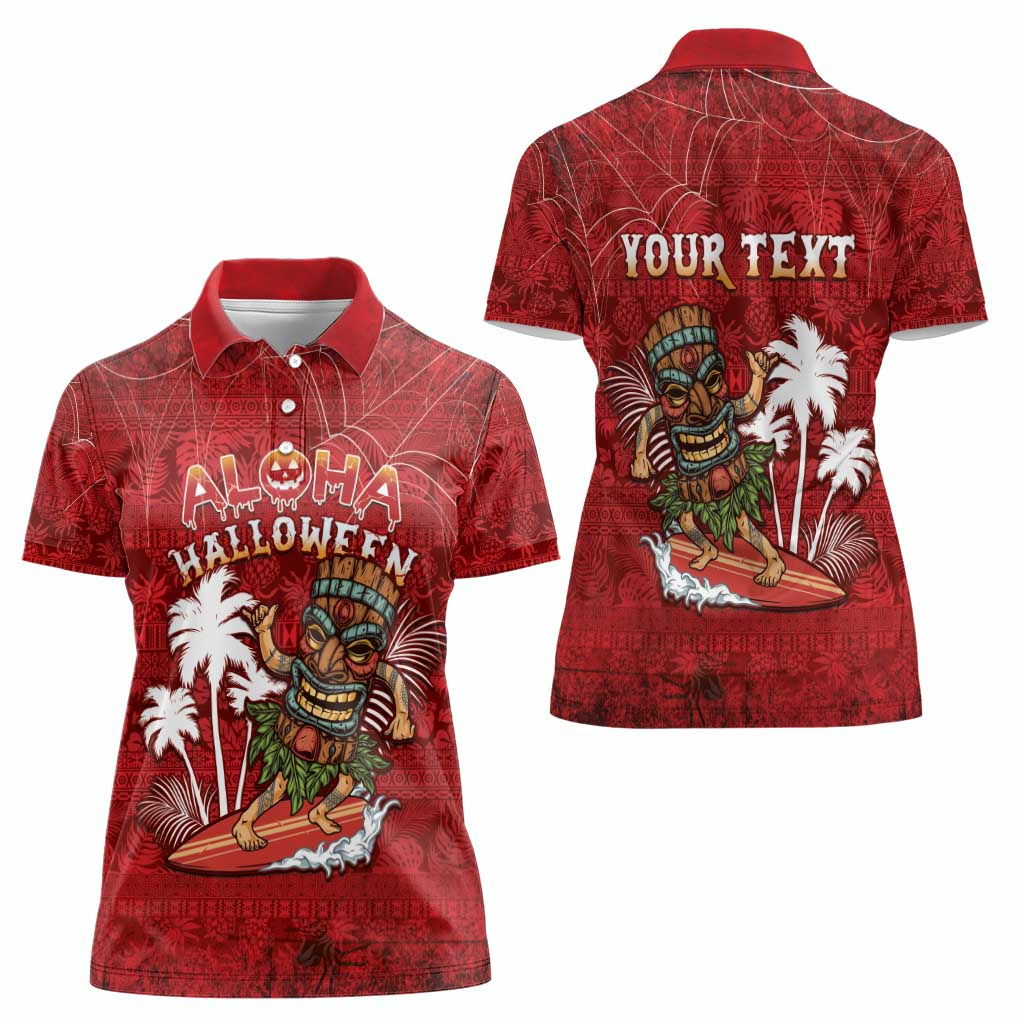 Personalised Aloha Halloween Women Polo Shirt Skeleton Surfing LT05 - Polynesian Pride