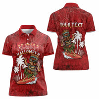 Personalised Aloha Halloween Women Polo Shirt Skeleton Surfing LT05 - Polynesian Pride